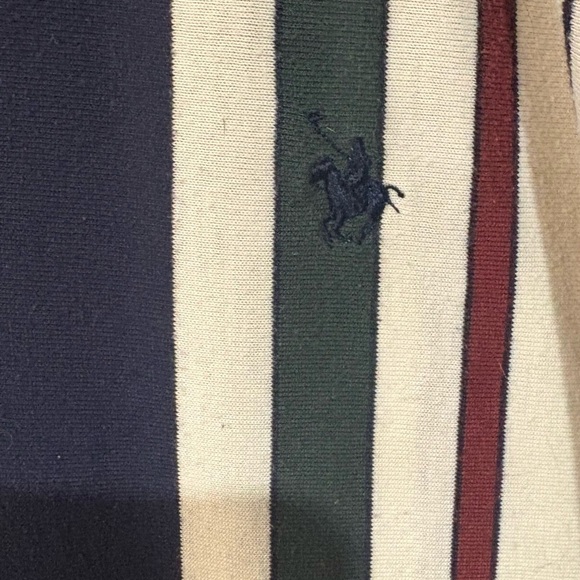 90s Vintage Men's Striped Shirt - Navy, White, Red Polo - Picture 5 of 5